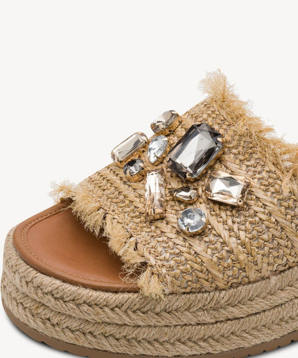 Ciabatta con zeppa beige - Piedi Folli