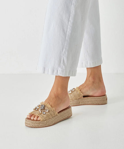 Ciabatta con zeppa beige - Piedi Folli