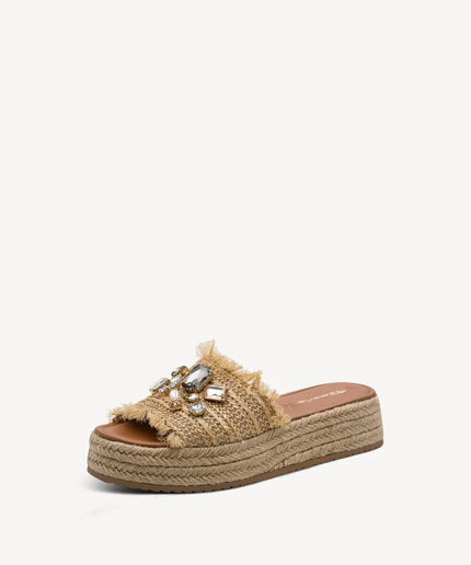 Ciabatta con zeppa beige - Piedi Folli