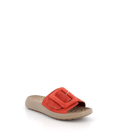 Ciabatta in pelle arancio e rosso - Piedi Folli