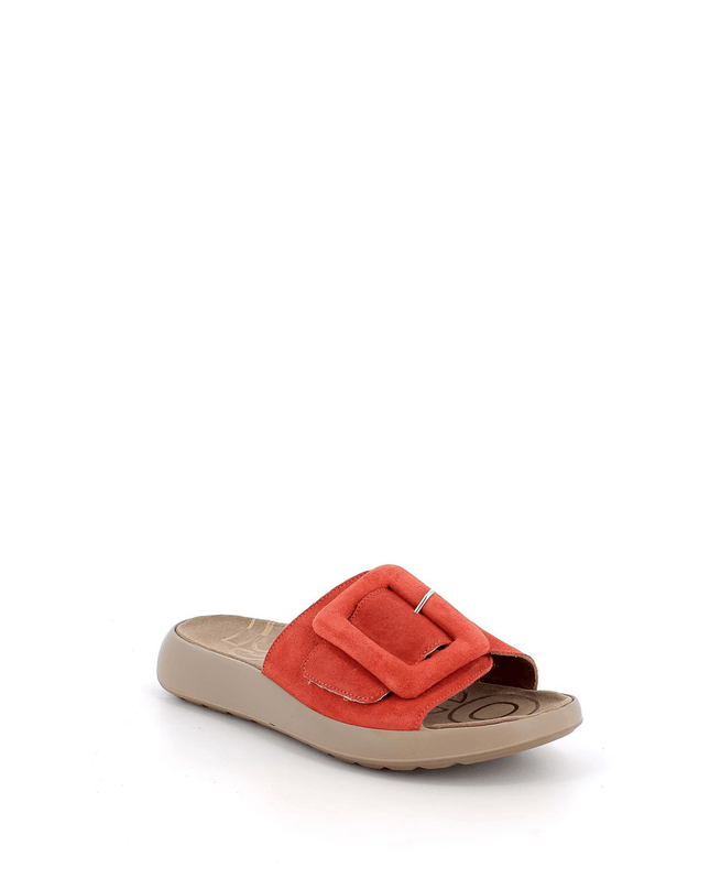 Ciabatta in pelle arancio e rosso - Piedi Folli