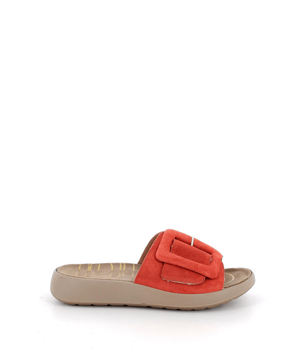 Ciabatta in pelle arancio e rosso - Piedi Folli