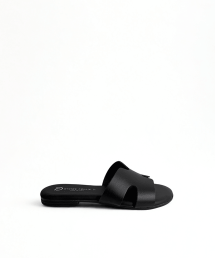 Ciabatta in pelle nero - Piedi Folli