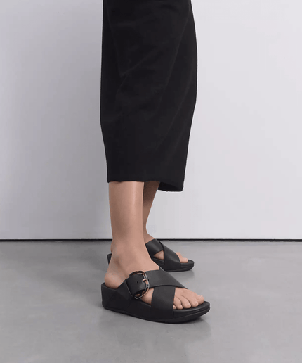 Ciabatta lulu in pelle nero - Piedi Folli
