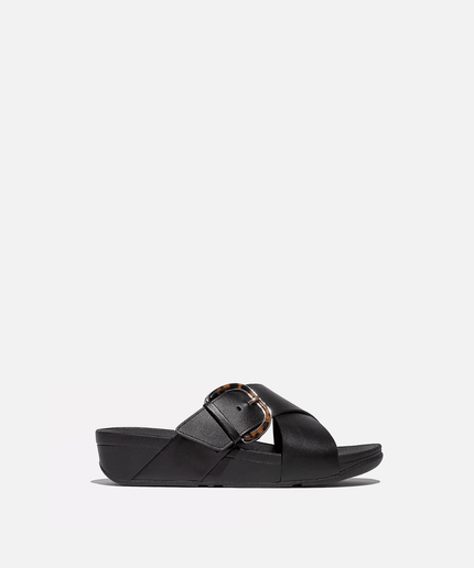 Ciabatta lulu in pelle nero - Piedi Folli