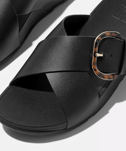 Ciabatta lulu in pelle nero - Piedi Folli