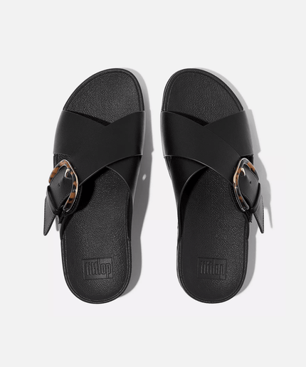 Ciabatta lulu in pelle nero - Piedi Folli