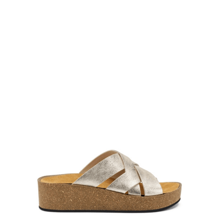 Ciabatta platform in pelle laminata - Piedi Folli