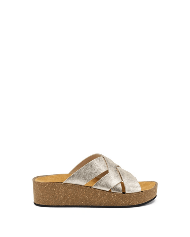 Ciabatta platform in pelle laminata - Piedi Folli
