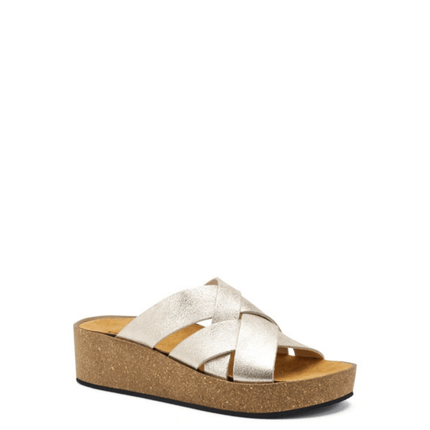 Ciabatta platform in pelle laminata - Piedi Folli