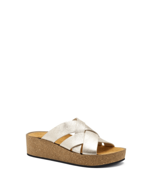 Ciabatta platform in pelle laminata - Piedi Folli