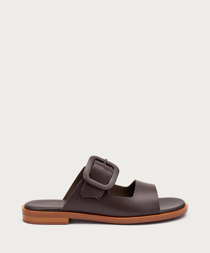 Ciabatte in pelle con fibbia in tono - Piedi Folli