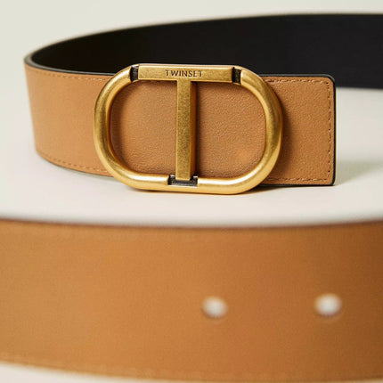 Cintura Reversible leather belt with logo - Piedi Folli