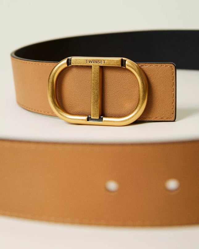 Cintura Reversible leather belt with logo - Piedi Folli