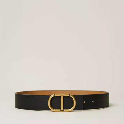 Cintura Reversible leather belt with logo - Piedi Folli