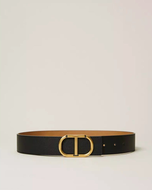 Cintura Reversible leather belt with logo - Piedi Folli