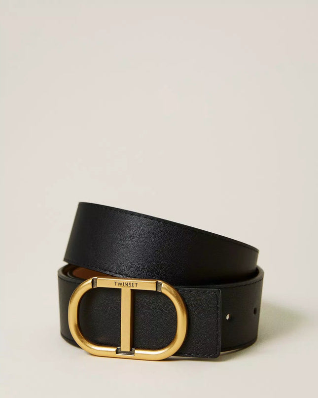 Cintura Reversible leather belt with logo - Piedi Folli