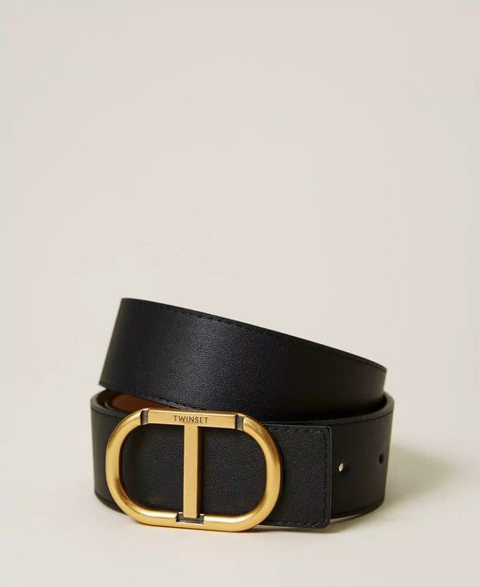 Cintura Reversible leather belt with logo - Piedi Folli