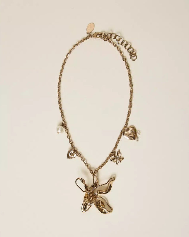 Collana con maxi fiore e pendenti - Piedi Folli