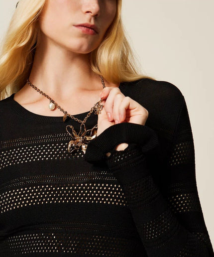 Collana con maxi fiore e pendenti - Piedi Folli