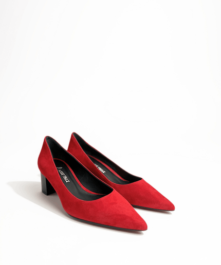 Décolleté in pelle scamosciata rosso - Piedi Folli
