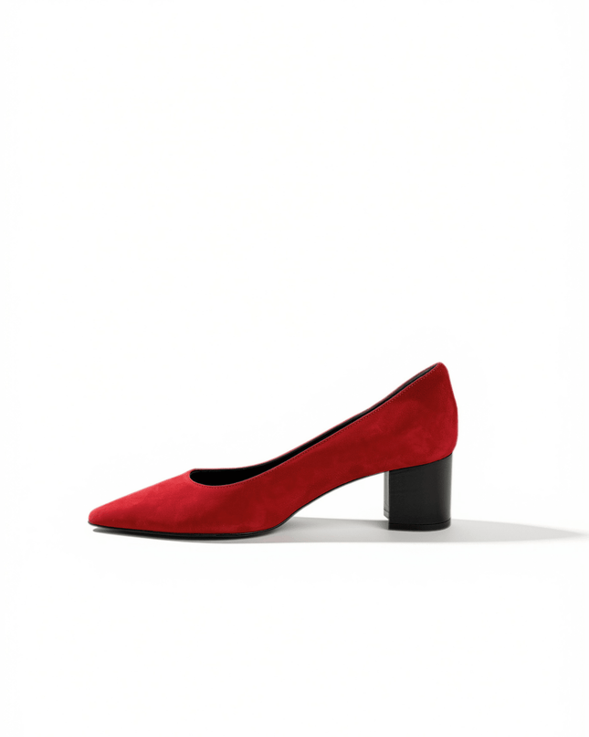 Décolleté in pelle scamosciata rosso - Piedi Folli