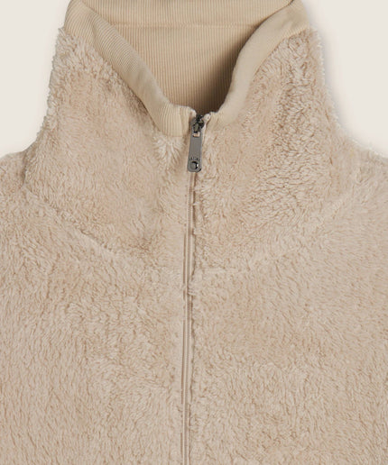 Felpa in pile sherpa con zip e collo alto - Piedi Folli