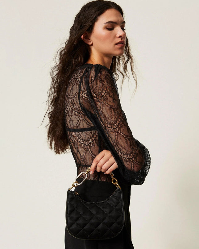 Mini borsa a tracolla in raso quilted - Piedi Folli