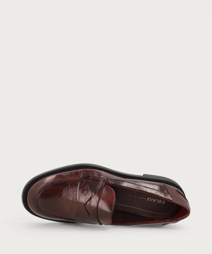 Mocassini classici donna in pelle lucida bordeaux - Piedi Folli