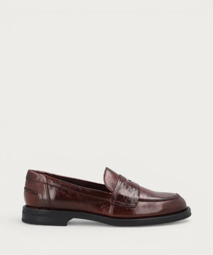 Mocassini classici donna in pelle lucida bordeaux - Piedi Folli