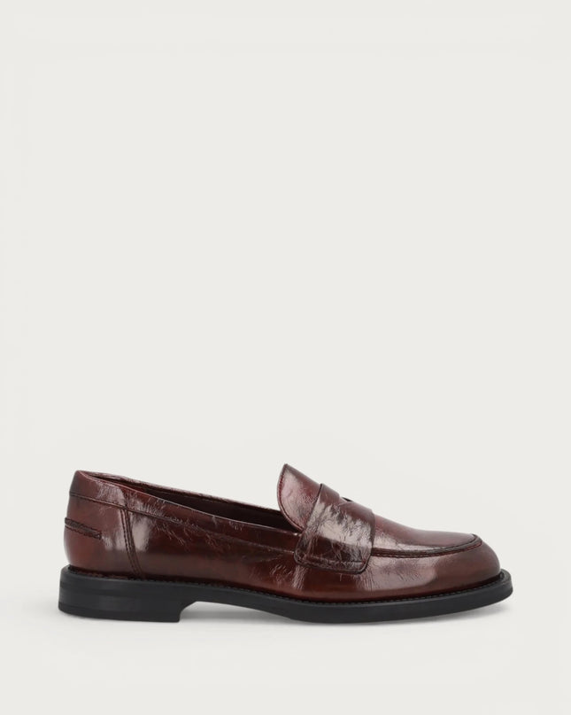 Mocassini classici donna in pelle lucida bordeaux - Piedi Folli