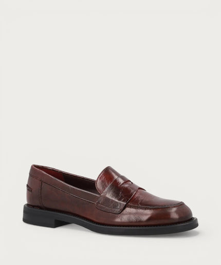 Mocassini classici donna in pelle lucida bordeaux - Piedi Folli
