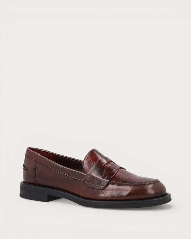 Mocassini classici donna in pelle lucida bordeaux - Piedi Folli