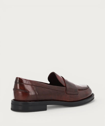 Mocassini classici donna in pelle lucida bordeaux - Piedi Folli