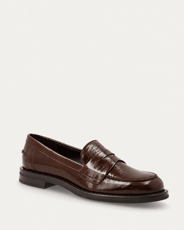 Mocassini classici donna in pelle lucida cioccolato - Piedi Folli