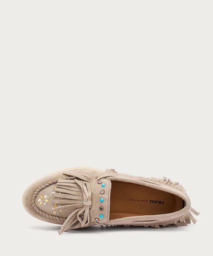 Mocassini con frange sabbia - Piedi Folli