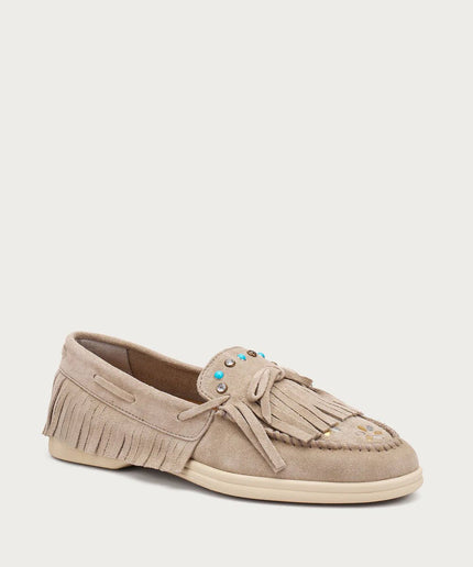 Mocassini con frange sabbia - Piedi Folli