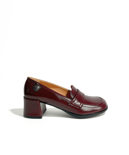 Mocassino con tacco bordeaux - Piedi Folli
