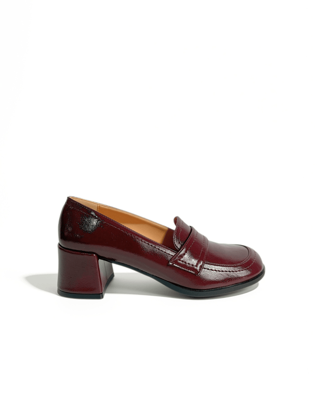 Mocassino con tacco bordeaux - Piedi Folli