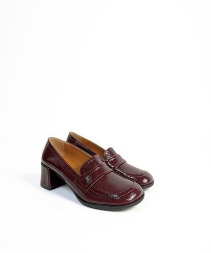 Mocassino con tacco bordeaux - Piedi Folli