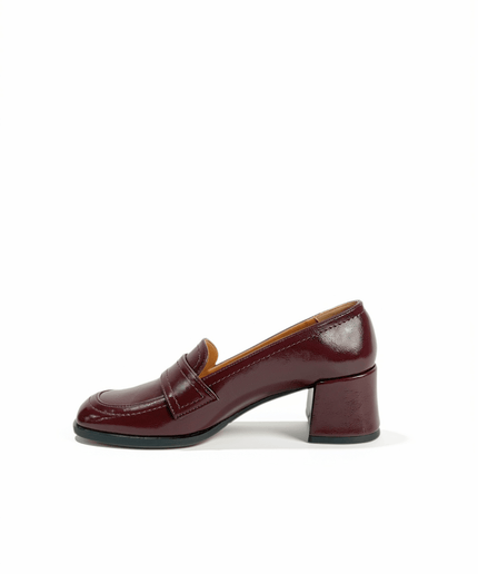 Mocassino con tacco bordeaux - Piedi Folli