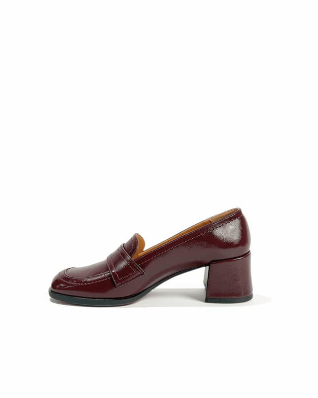 Mocassino con tacco bordeaux - Piedi Folli