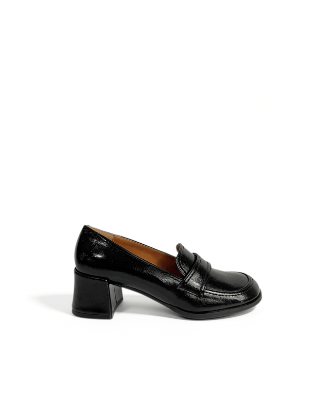 Mocassino con tacco nero - Piedi Folli