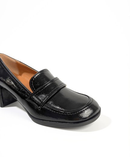 Mocassino con tacco nero - Piedi Folli