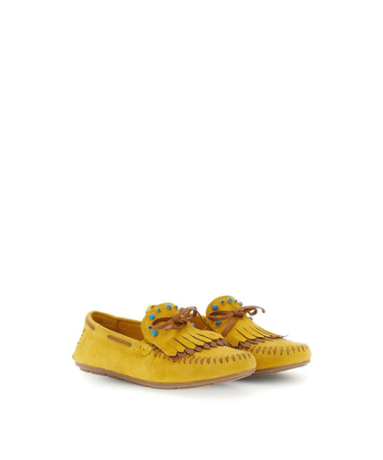 Mocassino in pelle scamosciata con frangia - Piedi Folli