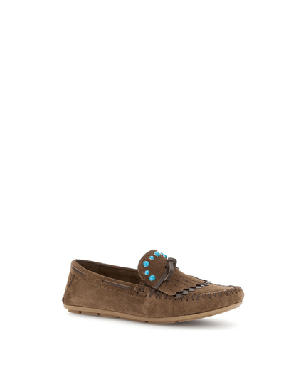 Mocassino in pelle scamosciata con frangia - Piedi Folli