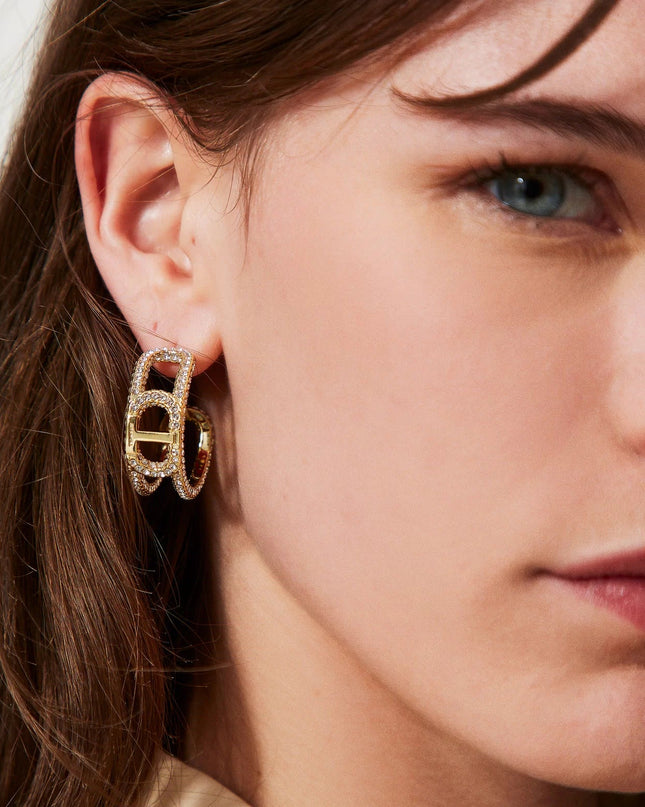 Orecchini con catena Oval T e strass - Piedi Folli