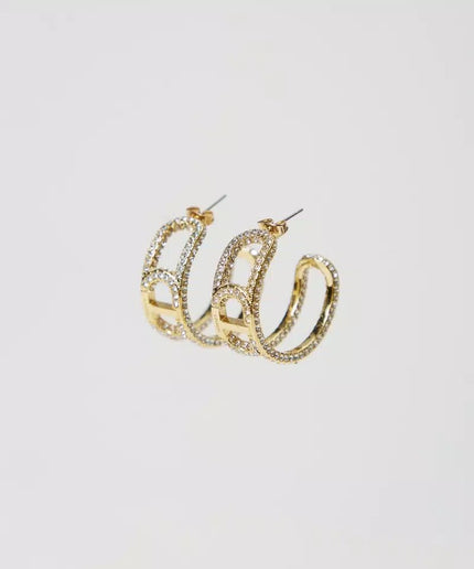 Orecchini con catena Oval T e strass - Piedi Folli