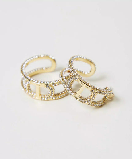 Orecchini con catena Oval T e strass - Piedi Folli