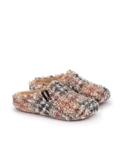 Pantofola slippers York Plaid Borrego Beig - Piedi Folli